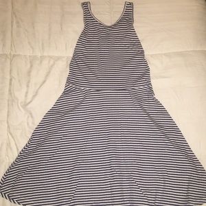 Navy striped knee length dress